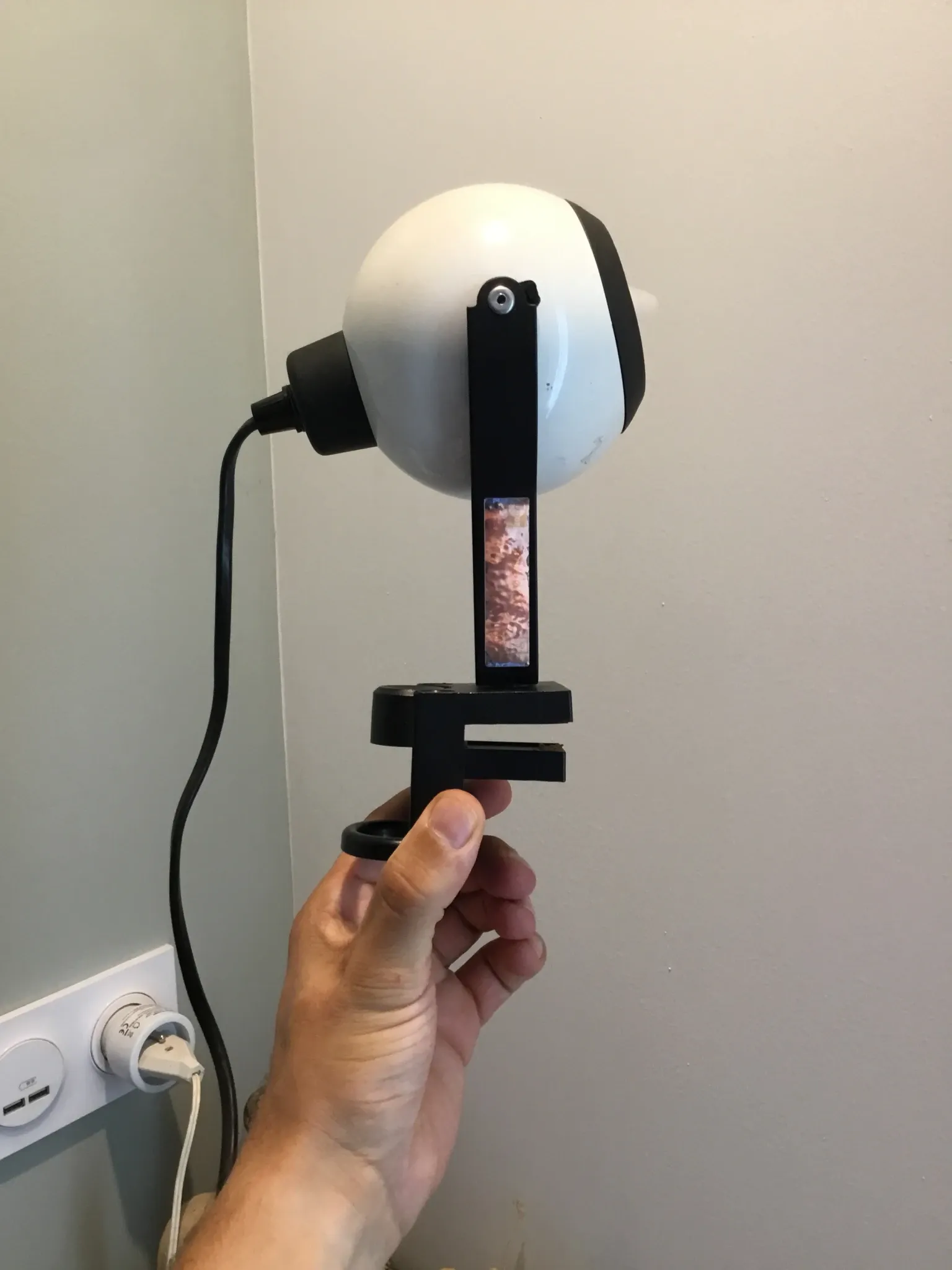 70s black and white eye ball globe lamp