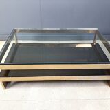 Vintage two tier belgochrom 23kt coffee table, 1970s