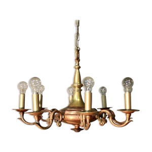 Lustre En Bronze Bi Tons à 8 Bras