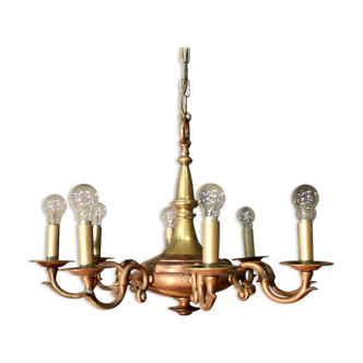 Two-Tone Bronze Chandelier with 8 Arms of Light