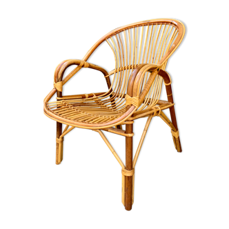 Fauteuil rotin vintage