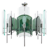 Large glass pendant lamp in Fontana Arte style, mid-century, Italy, 1960s.