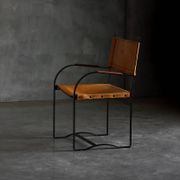 Cognac Leather Armchair, Black Lacquer Steel Frame, Belgium, 1960s