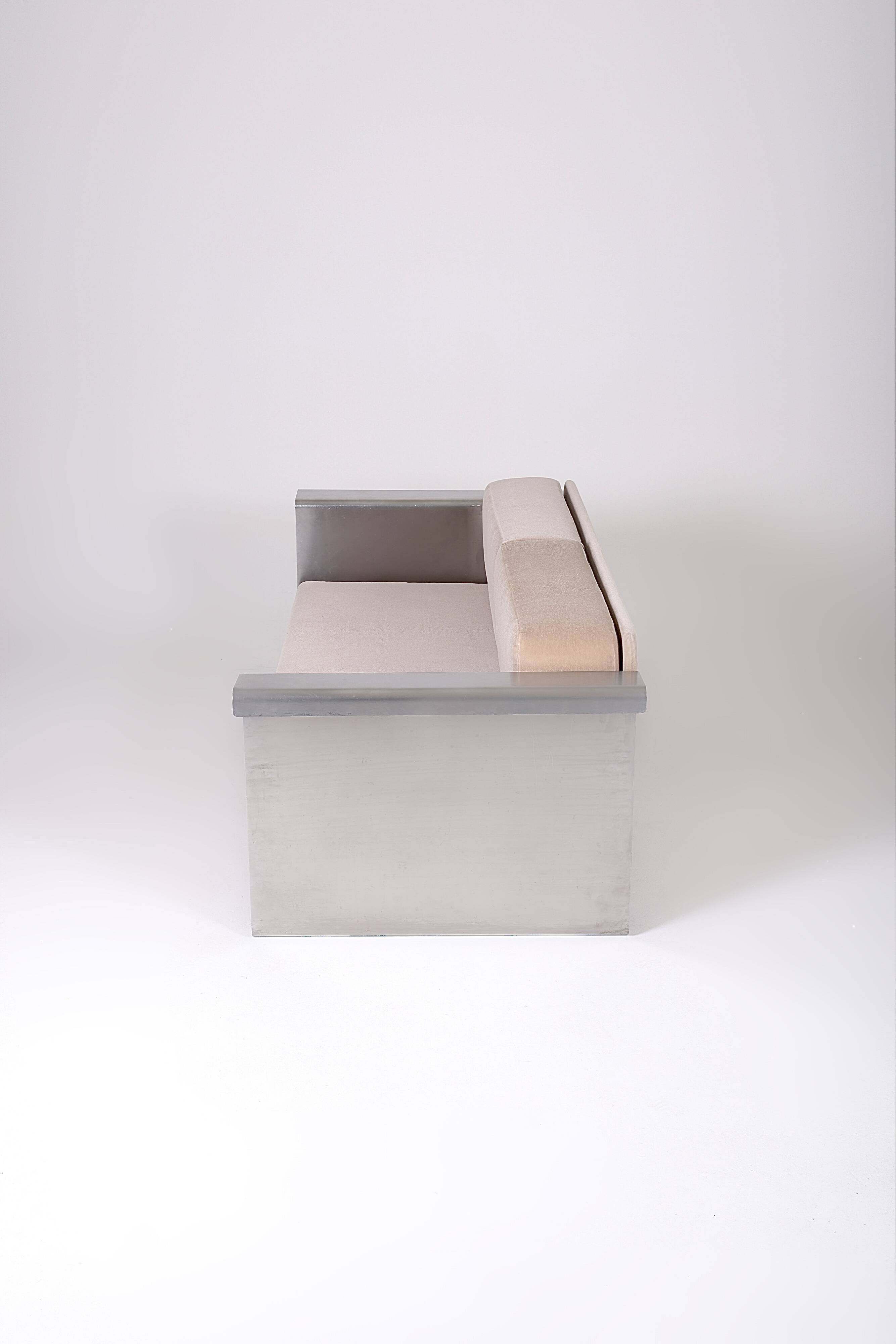 Aluminum and mohair sofa, 1970s