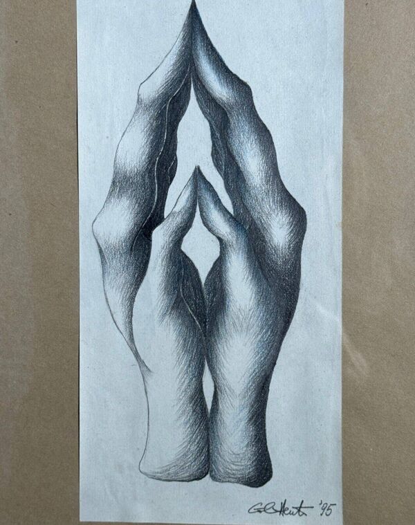 Dessin représentant des mains par Calin Hentea XXe
