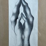 Dessin représentant des mains par Calin Hentea XXe