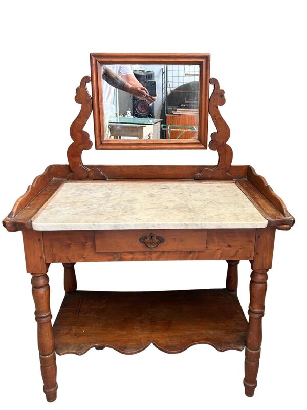 Meuble de toilette en bois et marbre – fin XIXᵉ