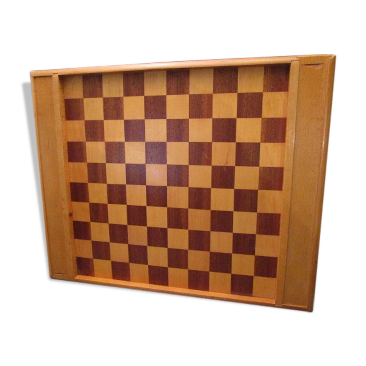 Lady game board and small old wooden horses