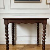Antique beaded wood side table