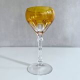 Coloured crystal glasses, wine glasses, set of 3, mid century bar
