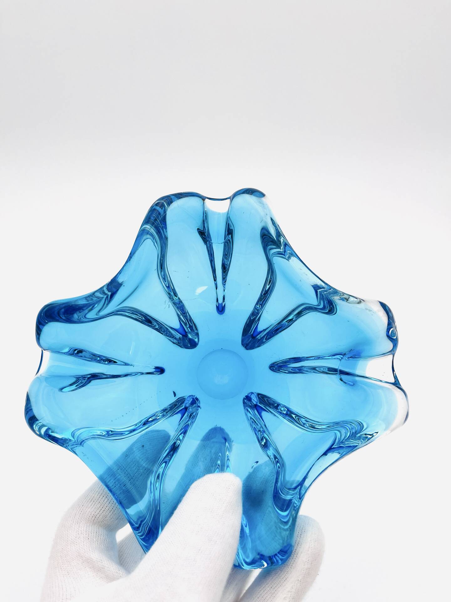 Flavio Poli Murano Crystal Sommerso Blue Turquoise Cup 17cm