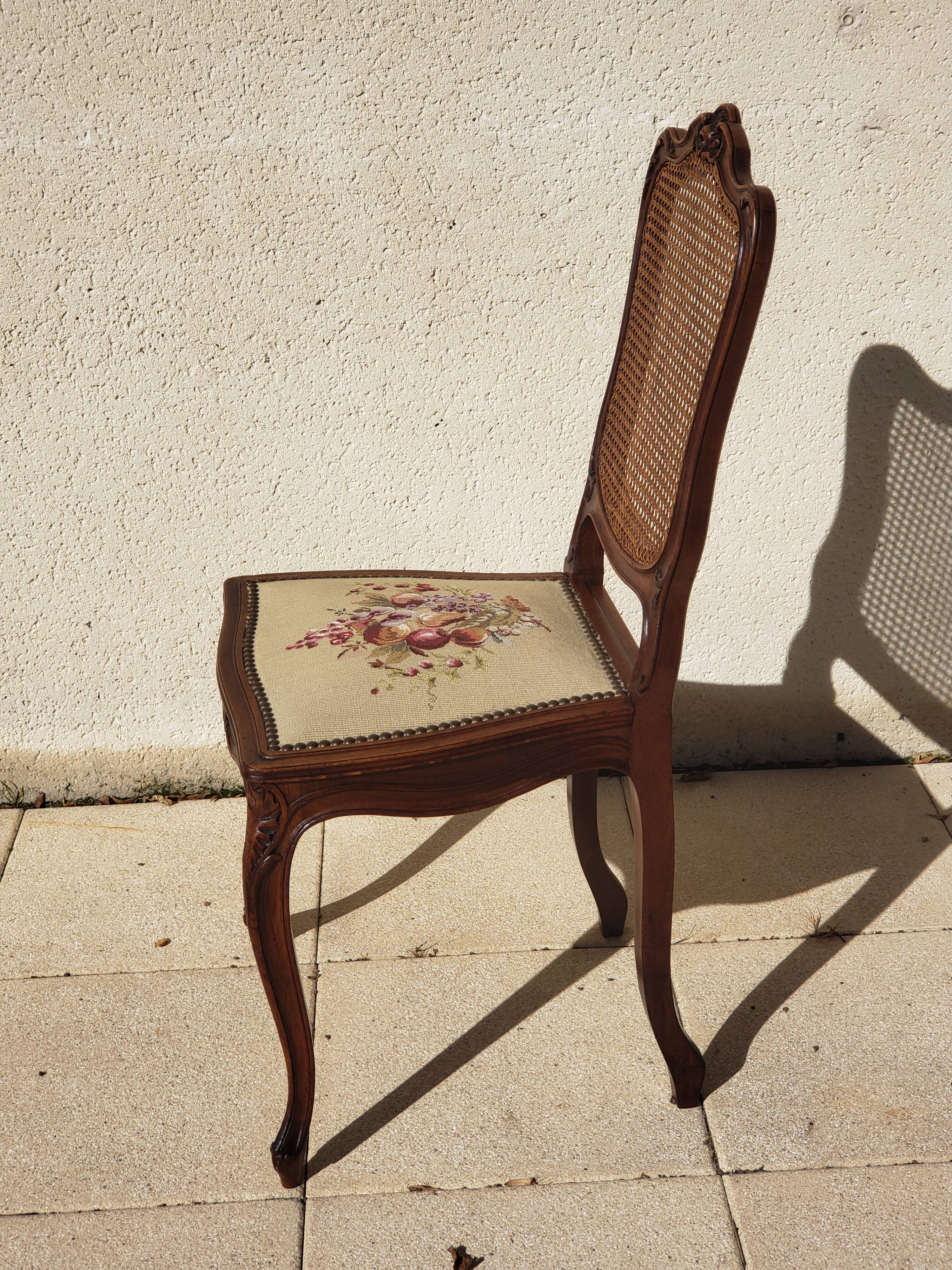 Antique Louis XV style walnut chair