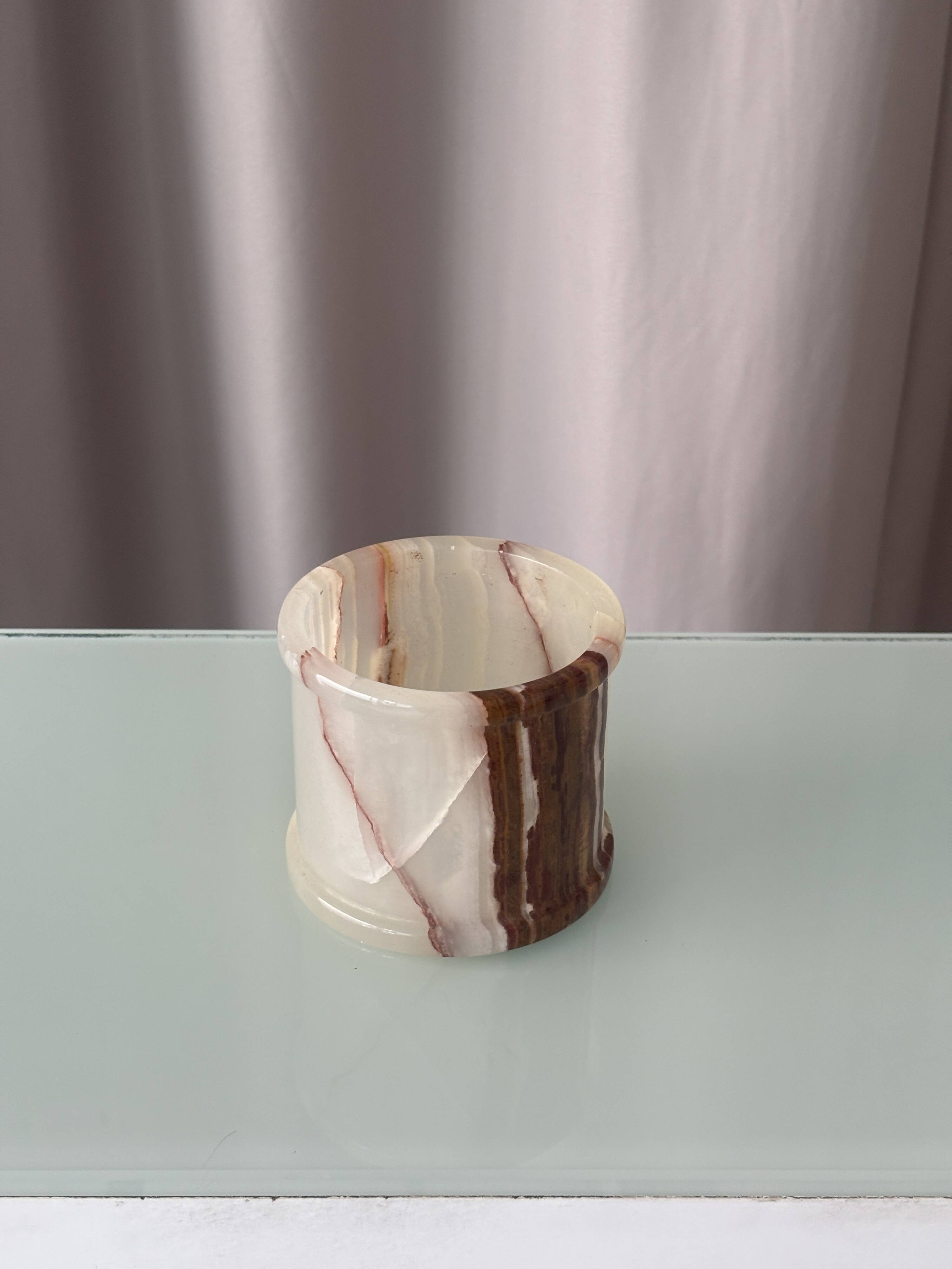 Vintage Hand-Carved Onyx Vessel | Cachepot | Pencil Holder
