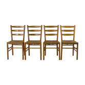 rush seated dining chairs by Hein Salomonson, 1950s, Set of 4