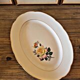 Gien Gardanne dishes, pink and yellow (1 oval, 2 round ones, one of which is hollow)