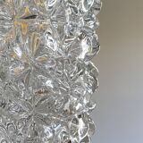 Cascade chandelier with 3 antique glass tulips, staircase