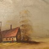 Old oil painting on canvas