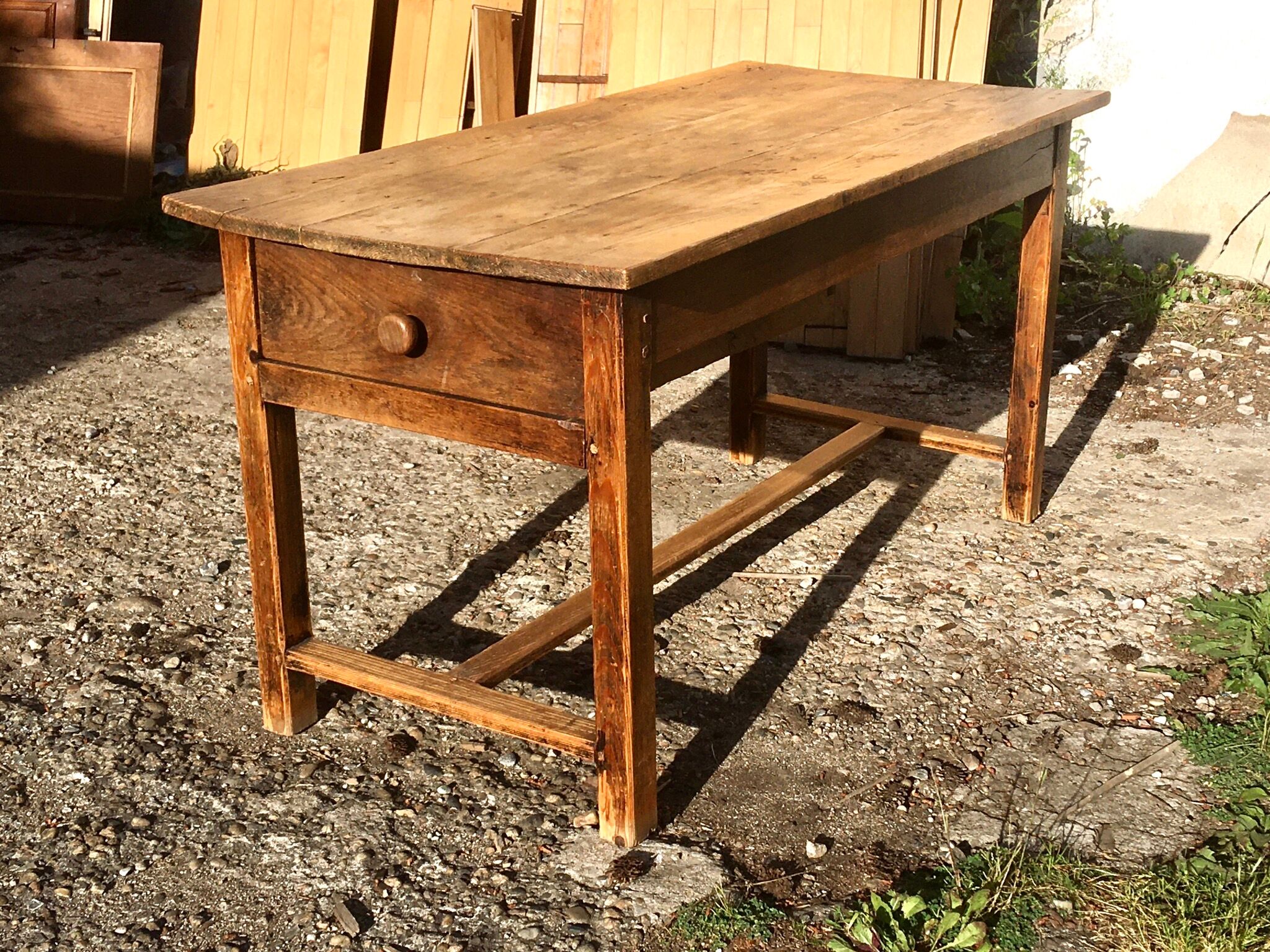 Farm table in fir 150 cm 2 drawers