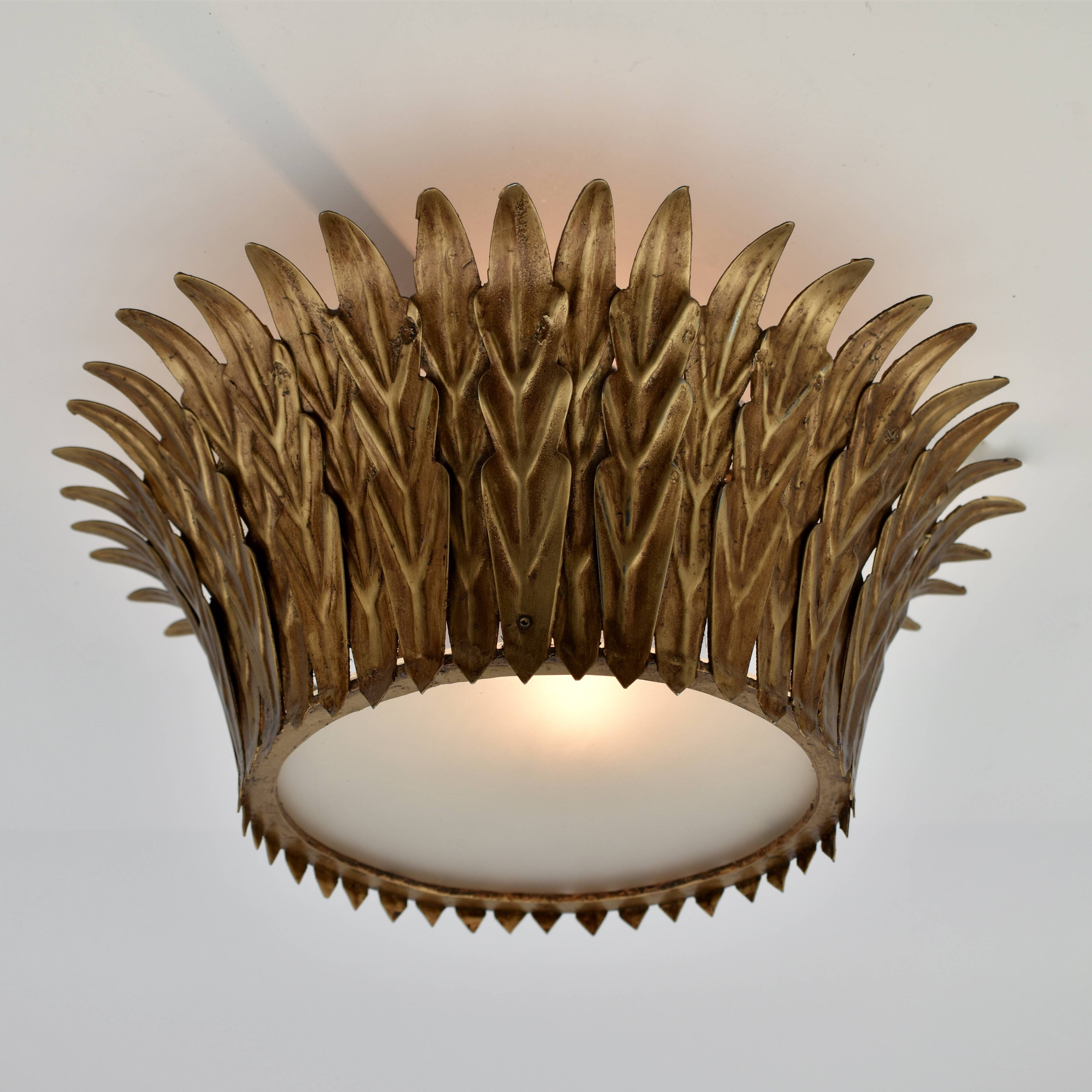 Mid-century Spanish flush mount sunburst