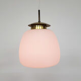 Set of two milk glass and brass design lights