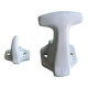 Two white porcelain coat hooks, one small and one larger, old