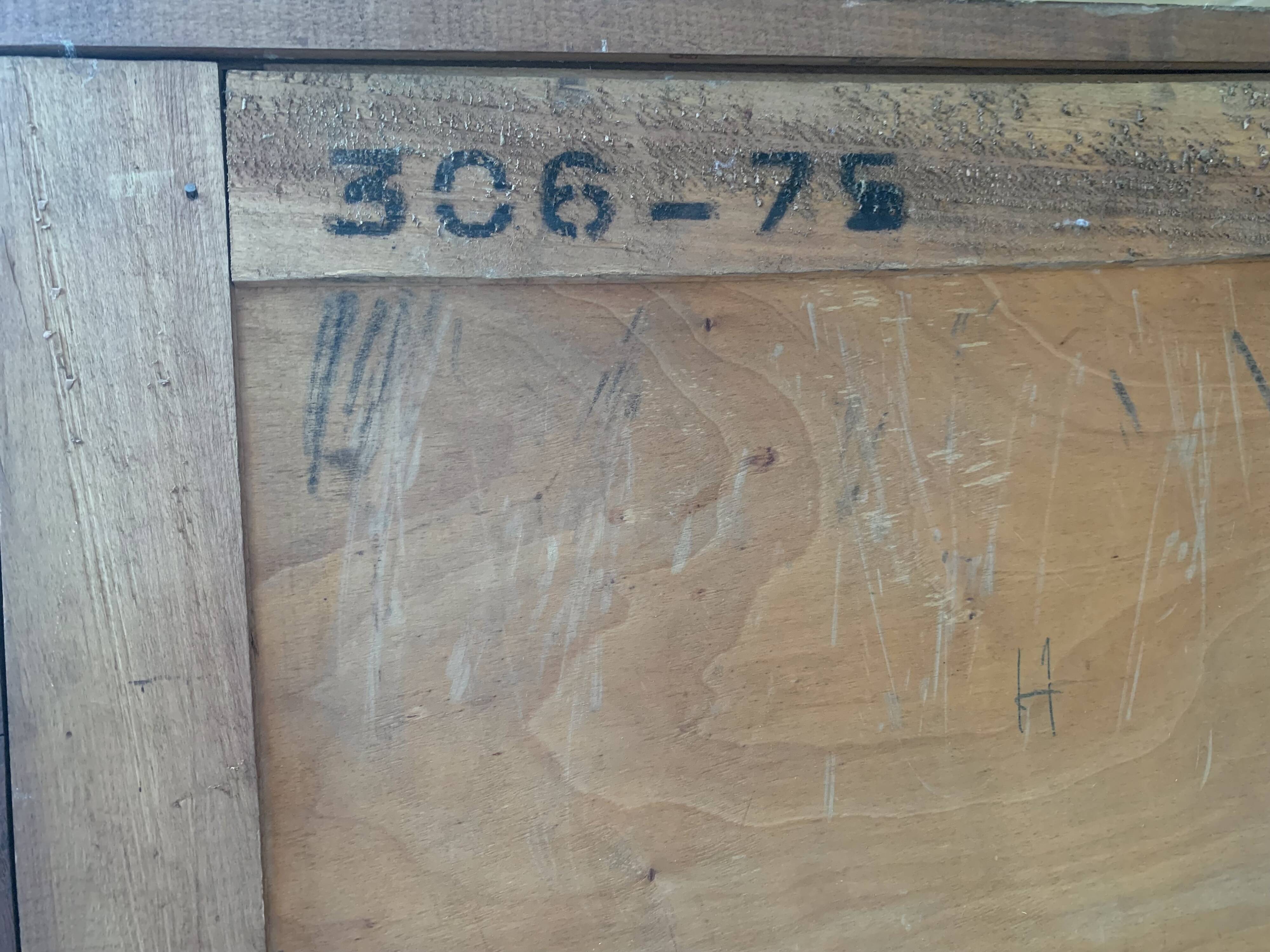 Solid oak compass foot cabinet René Gabriel 1945