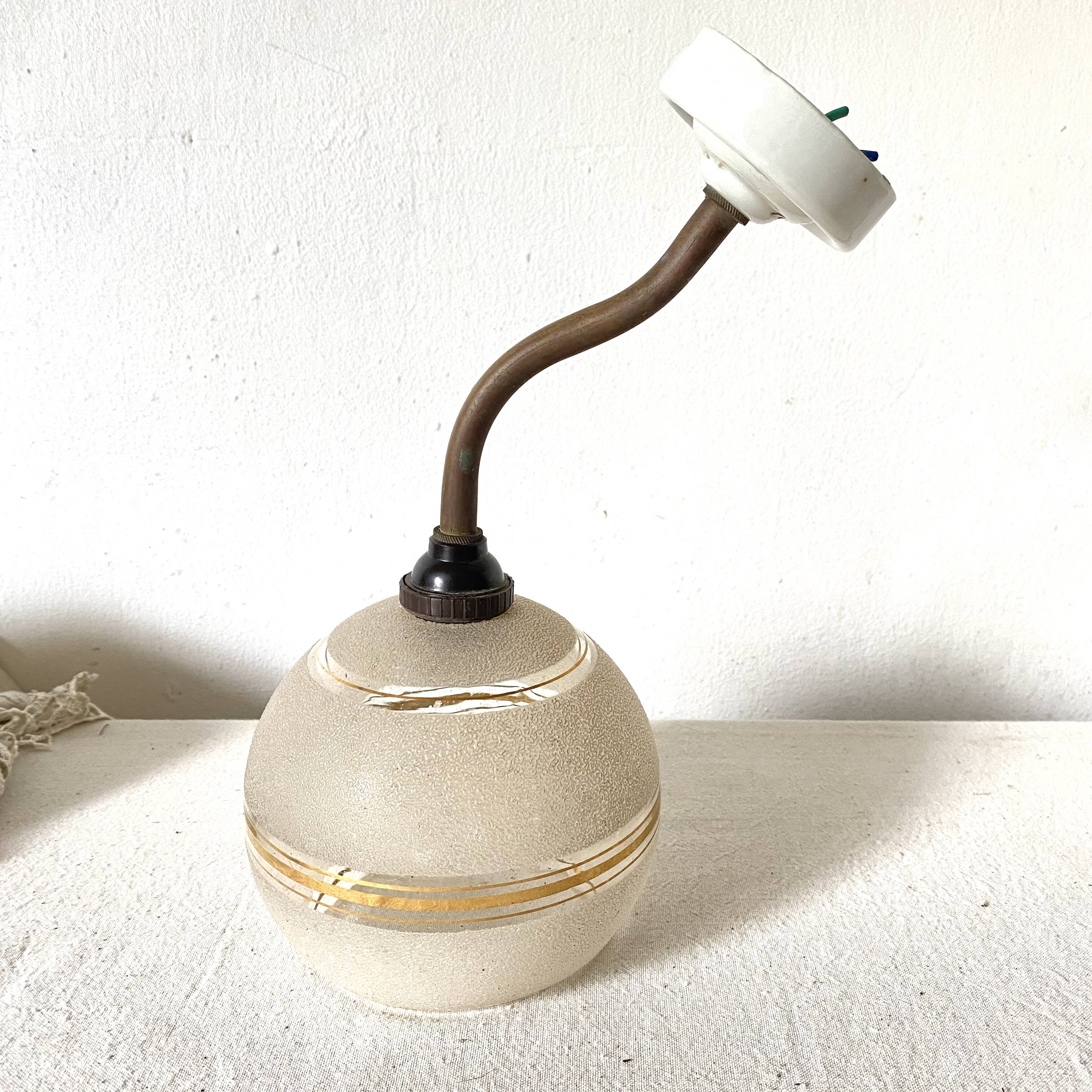 Antique swan neck wall sconce, frosted glass globe