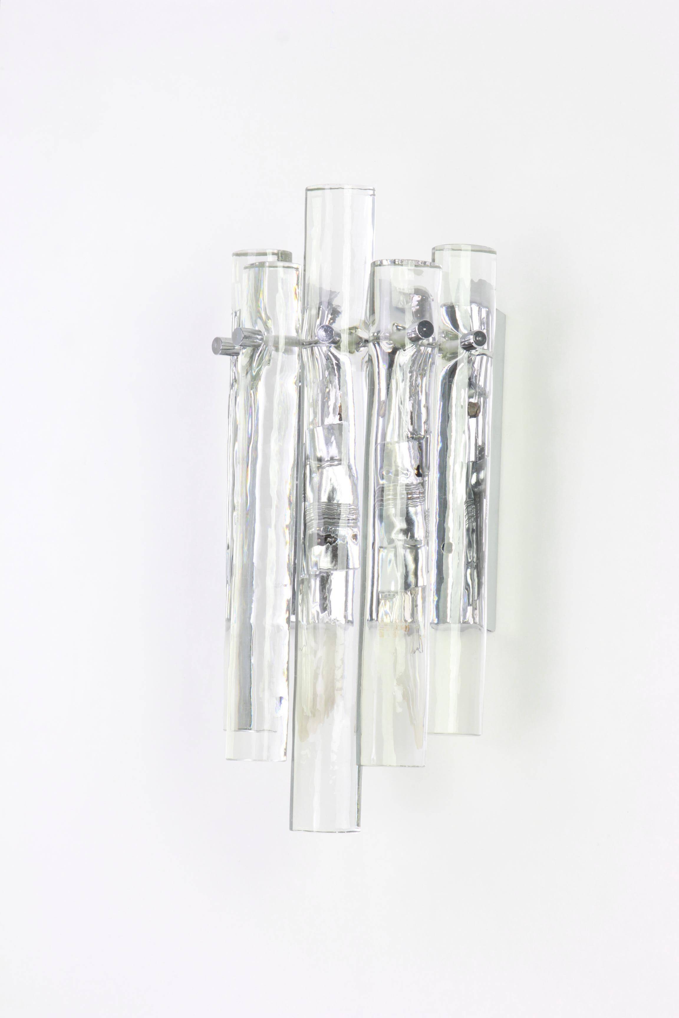Superb wall sconces in crystal rod by Kinkeldey, Germany, 1970s.