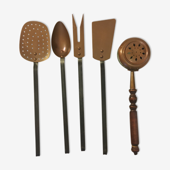 batch of copper utensils