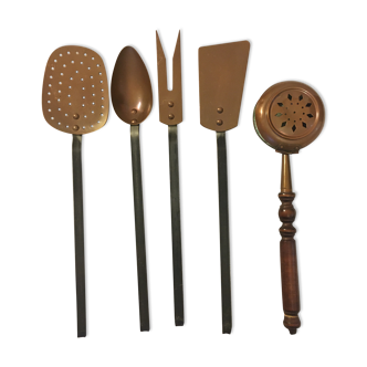 batch of copper utensils