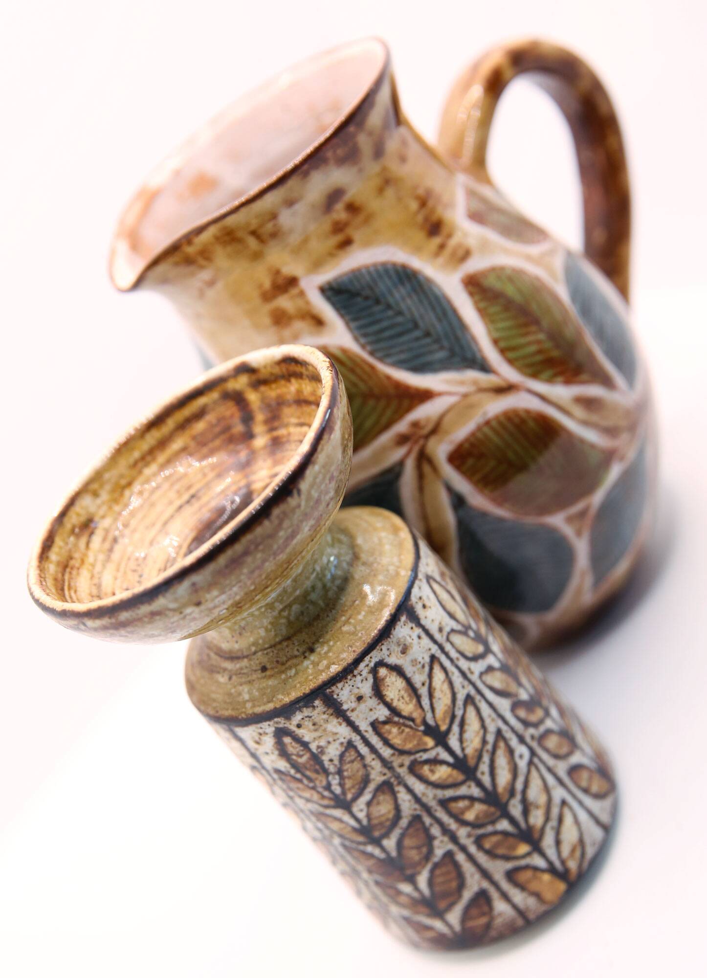 Sixties pitcher with foliage by Jean-Claude Malarmey in Vallauris