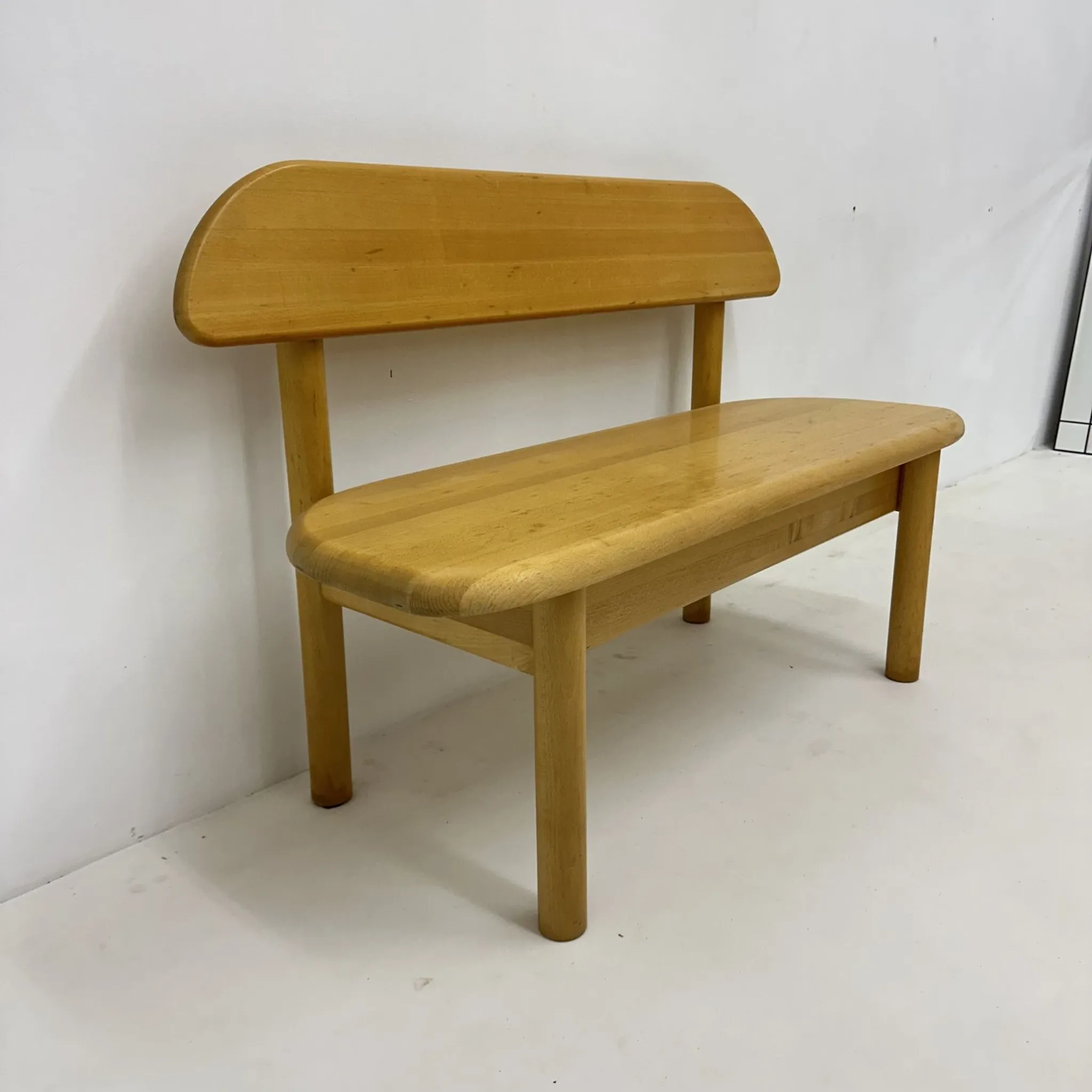 Banc en bois massif vintage danois Ansager Mobler, années 1970