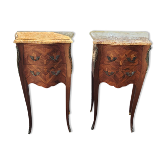 Pair of bedsides in marquetry