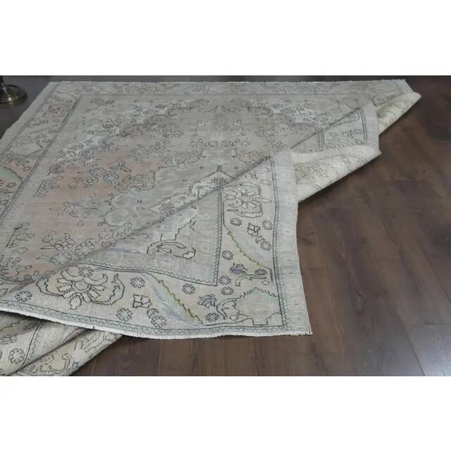 1970s Vintage Persian Handmade Wool Cotton Orange Area Rug 243x314
