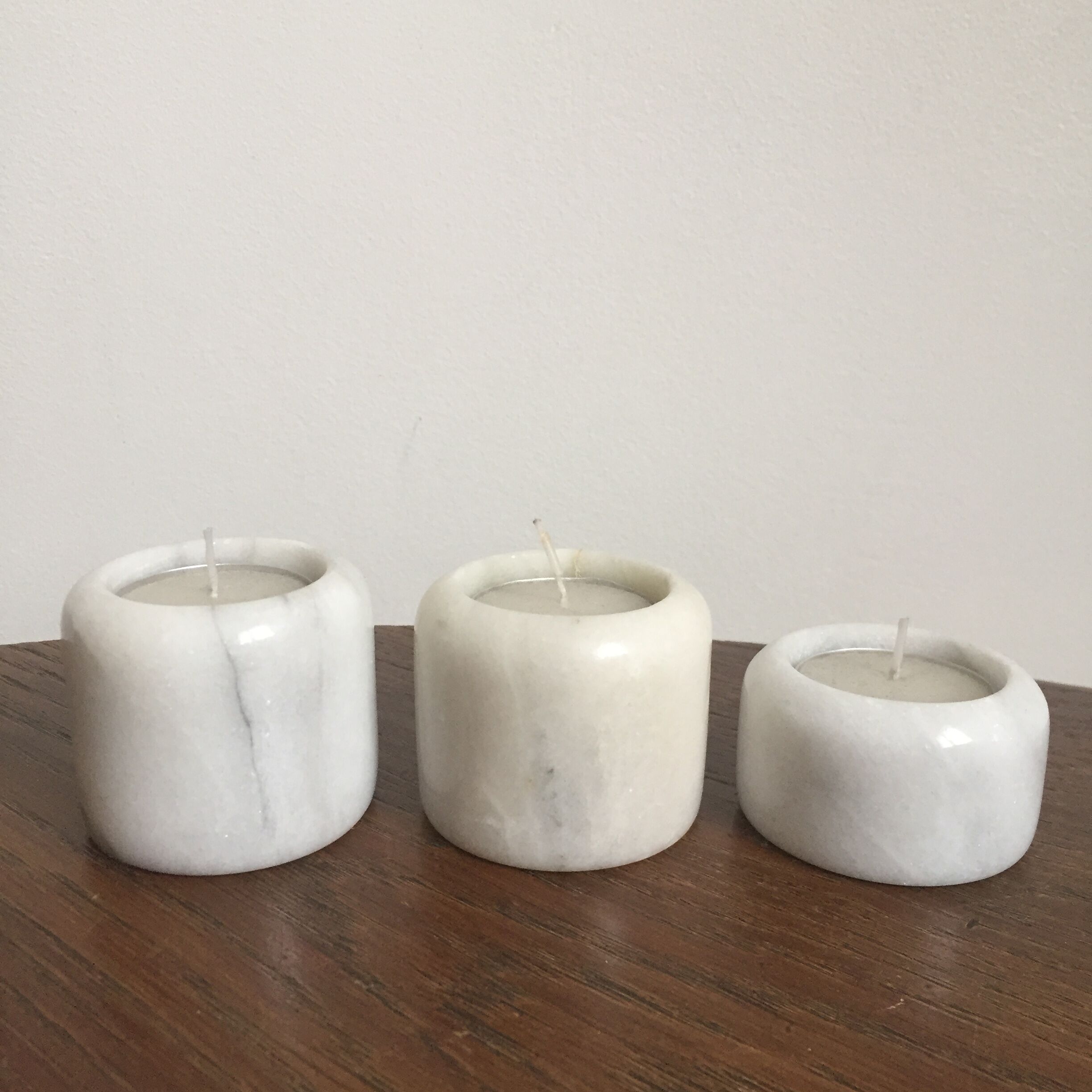 Set of three tealights marble, 1970