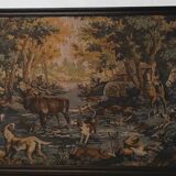Vintage Hunting Scene Framed Wall Tapestry 179x74