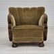1960s, Danish vintage armchair, furniture velour, dark beech wood.