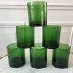 Set of 6 green water glasses bubbled glass  70s