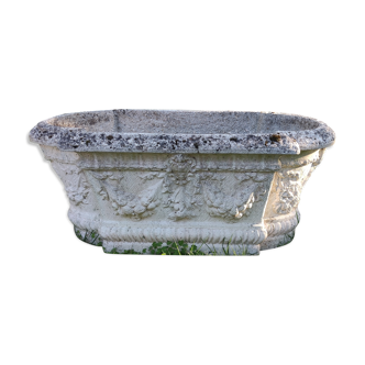 Old large reconstituted stone planter