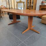 Extendable teak round table – vintage Scandinavian design – Ø120 cm + 2 extensions