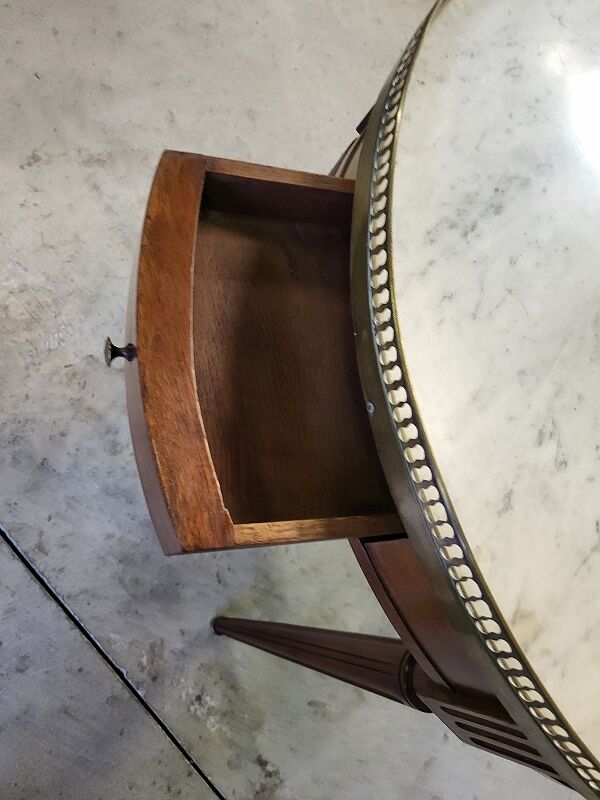 Table basse bouillote plateau marbre blanc