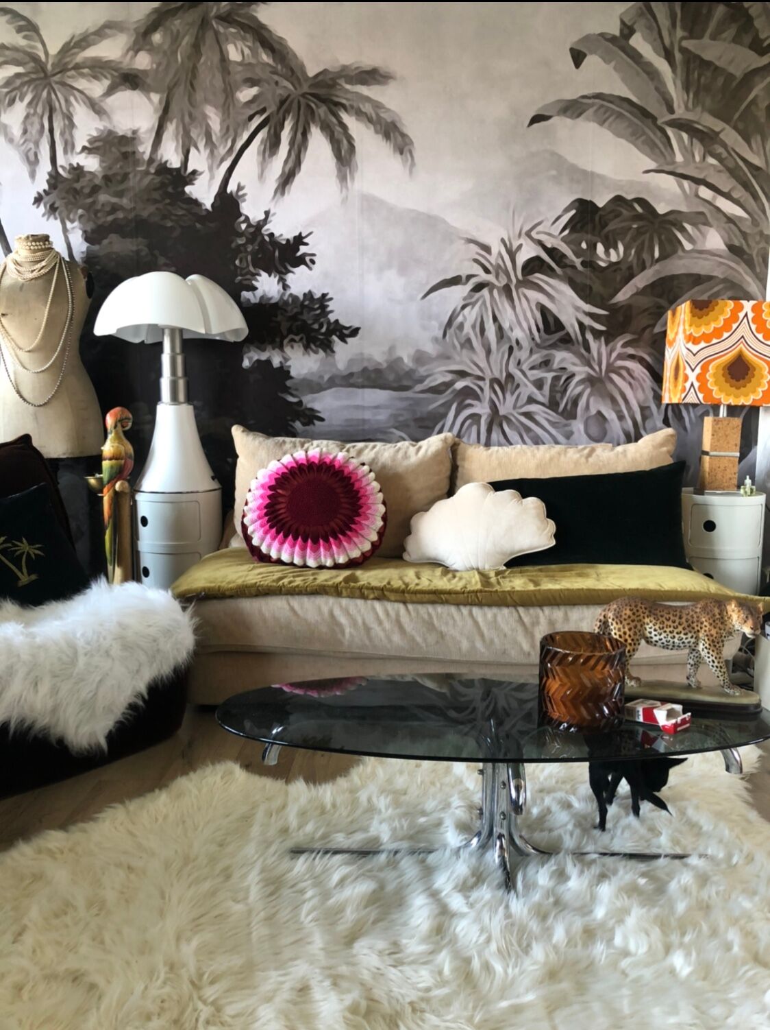 Coffee table smoked glass and chrome