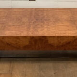 Rectangular elm magnifying glass coffee table, c. 1980