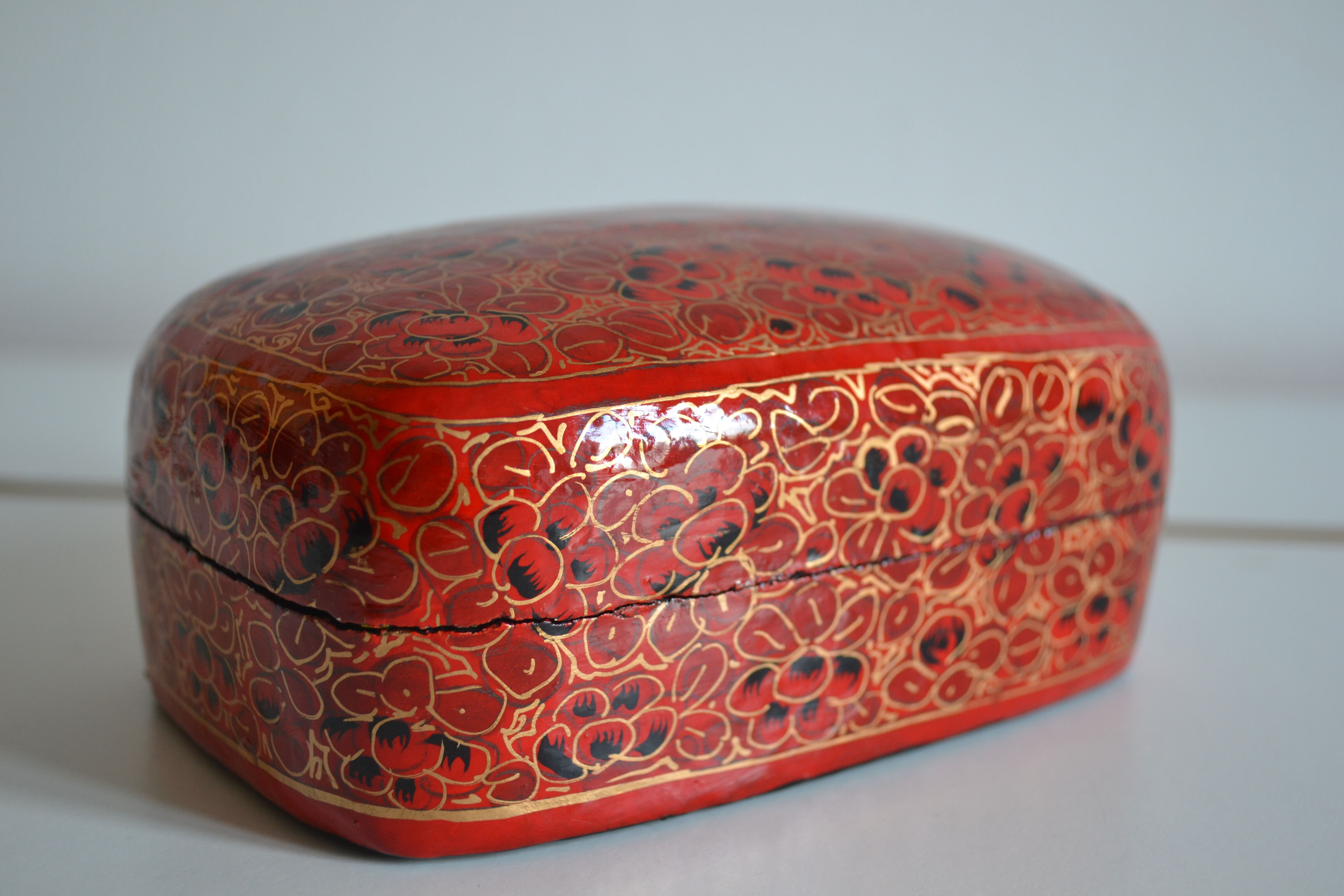Boite a bijoux papier mache peint a la main inde xxe
