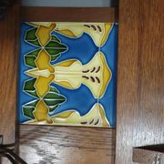 Art Nouveau wall coat rack with tiles