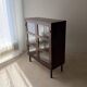 Mid-century display cabinet dark wood glass