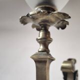 Bronze wall light with opaque glass tulip 1900