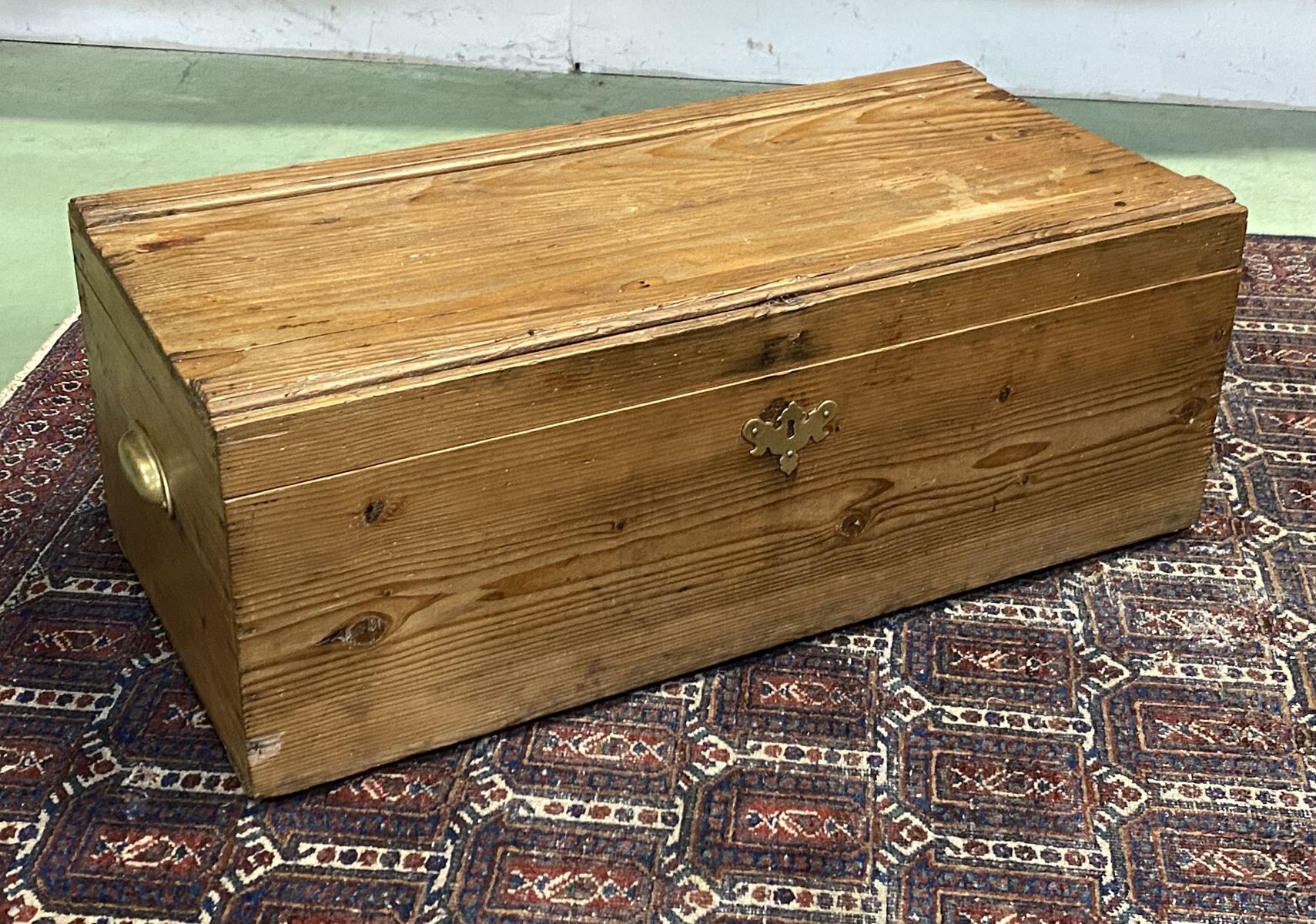 Early 20th century fir box with brass handles