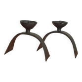 Duo de bougeoirs brutalistes  vintage
