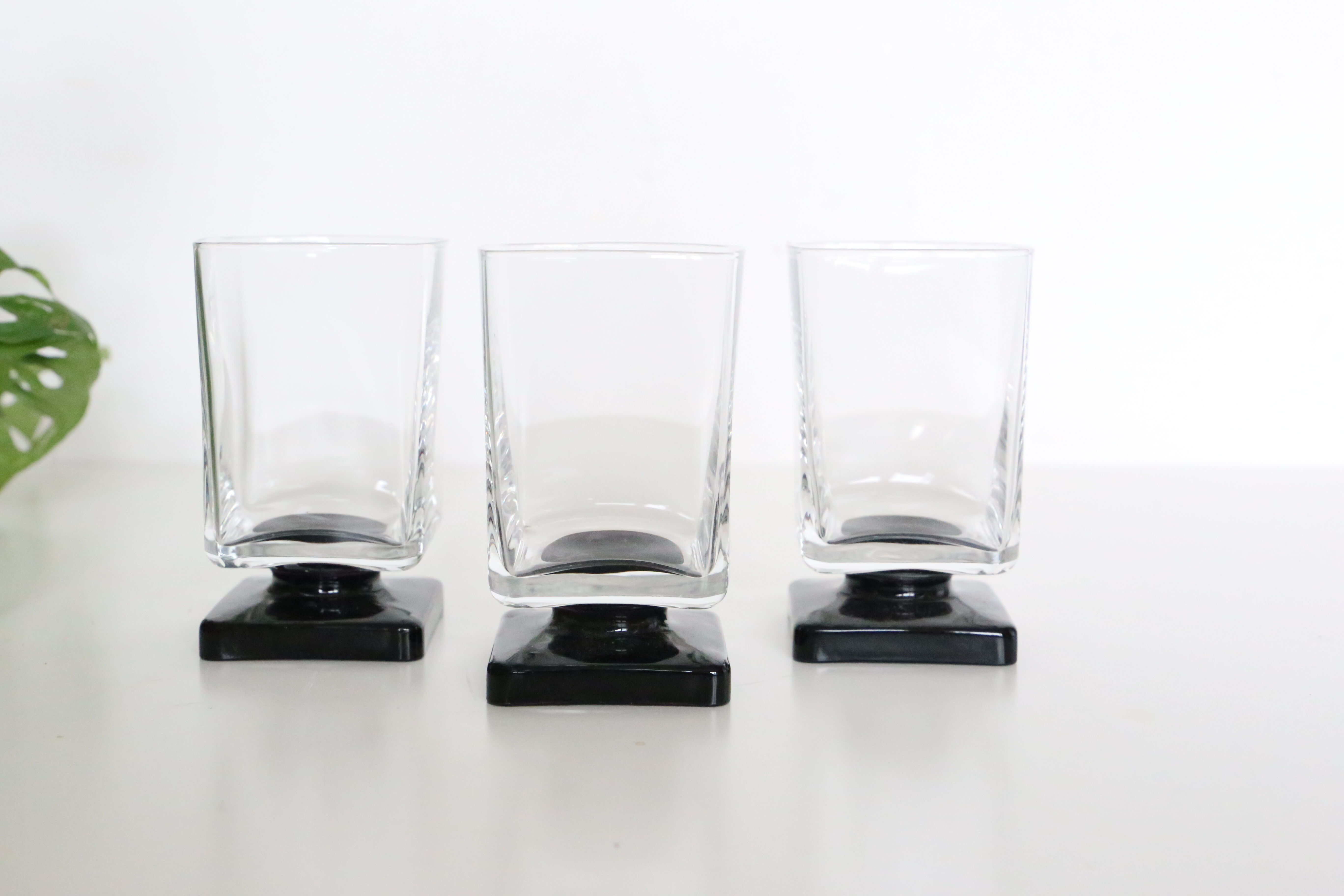Set de 3 verres à pied, vintage, 1960, mid century